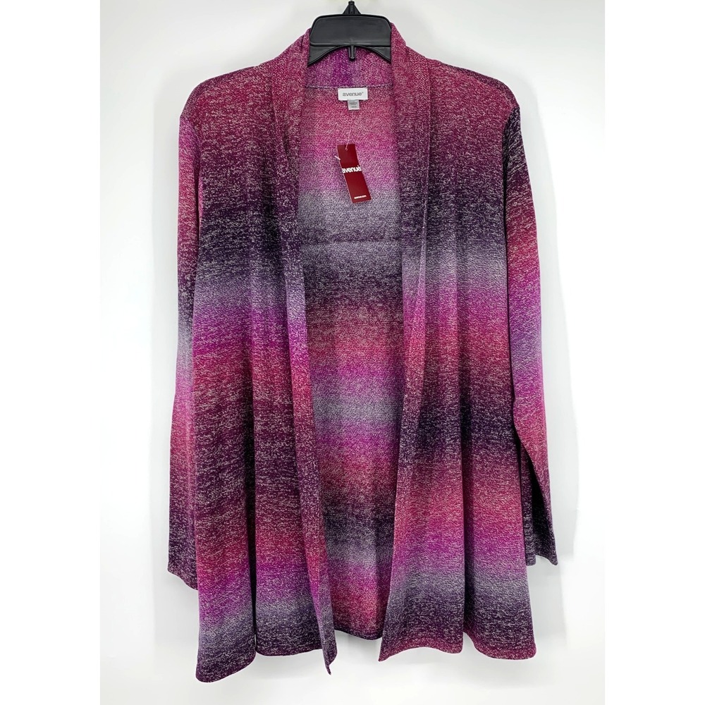 Avenue Cardigan Open Front Pink Ombre Knit Long Sleeve Womens Size 18/20